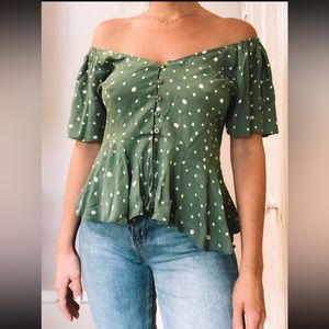 Green Polka Dot Blouse